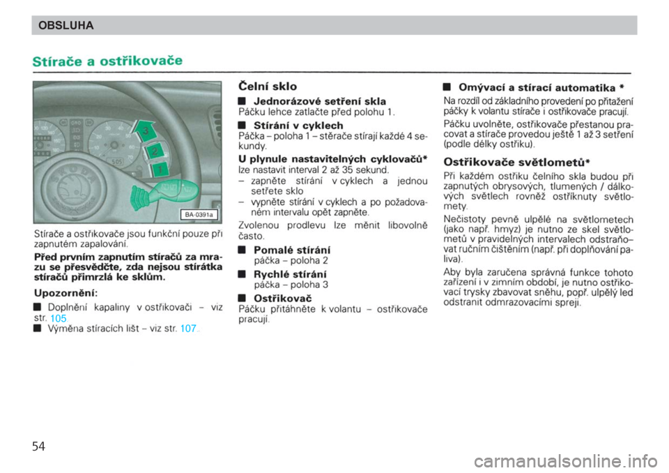 SKODA FELICIA 2000 1.G / (6U1) Owners Manual 54OBSLUHA 