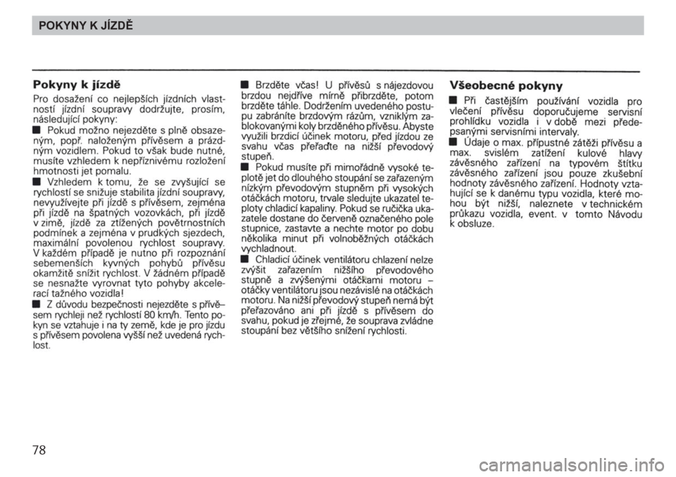 SKODA FELICIA 2000 1.G / (6U1) Owners Manual 78POKYNY K JÍZDĚ 