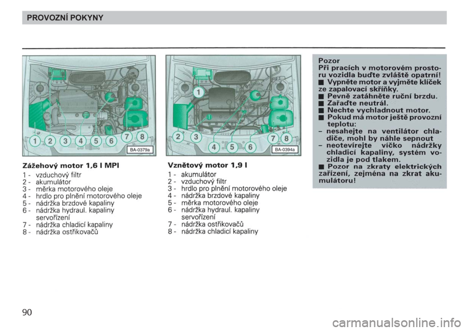 SKODA FELICIA 2000 1.G / (6U1) Owners Manual 90PROVOZNÍ POKYNY 