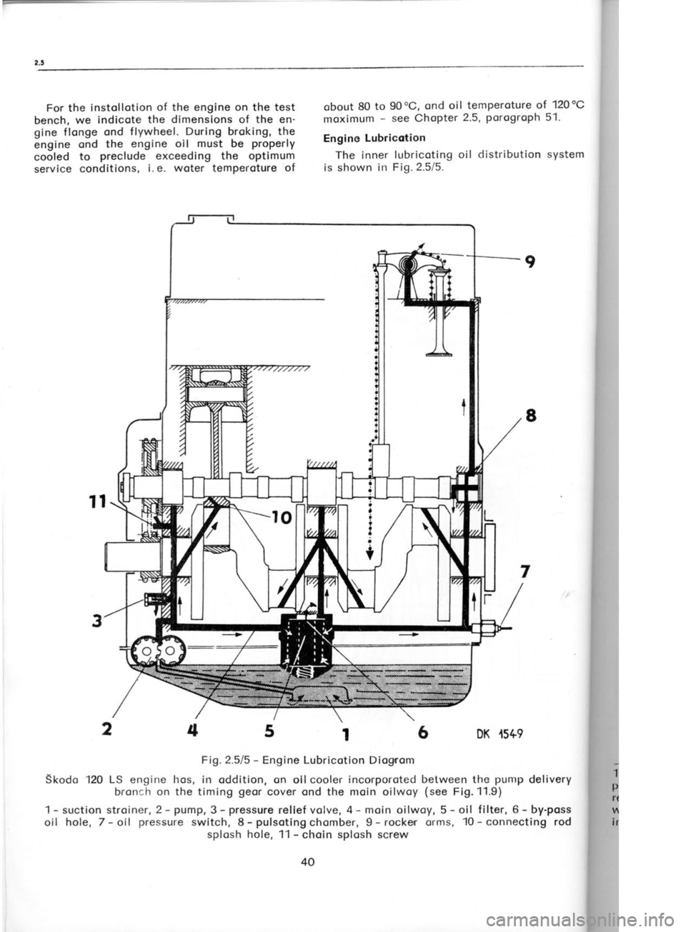 SKODA 105S 1980  Workshop Manual For the 
instol lotion  of the engine on the test
bench,  we indicote  the dimensions 
of the en
gine flonge  ond flywheel.  During broking,  the
engine  qnd 
the engine oil  must 
be properly
cooled