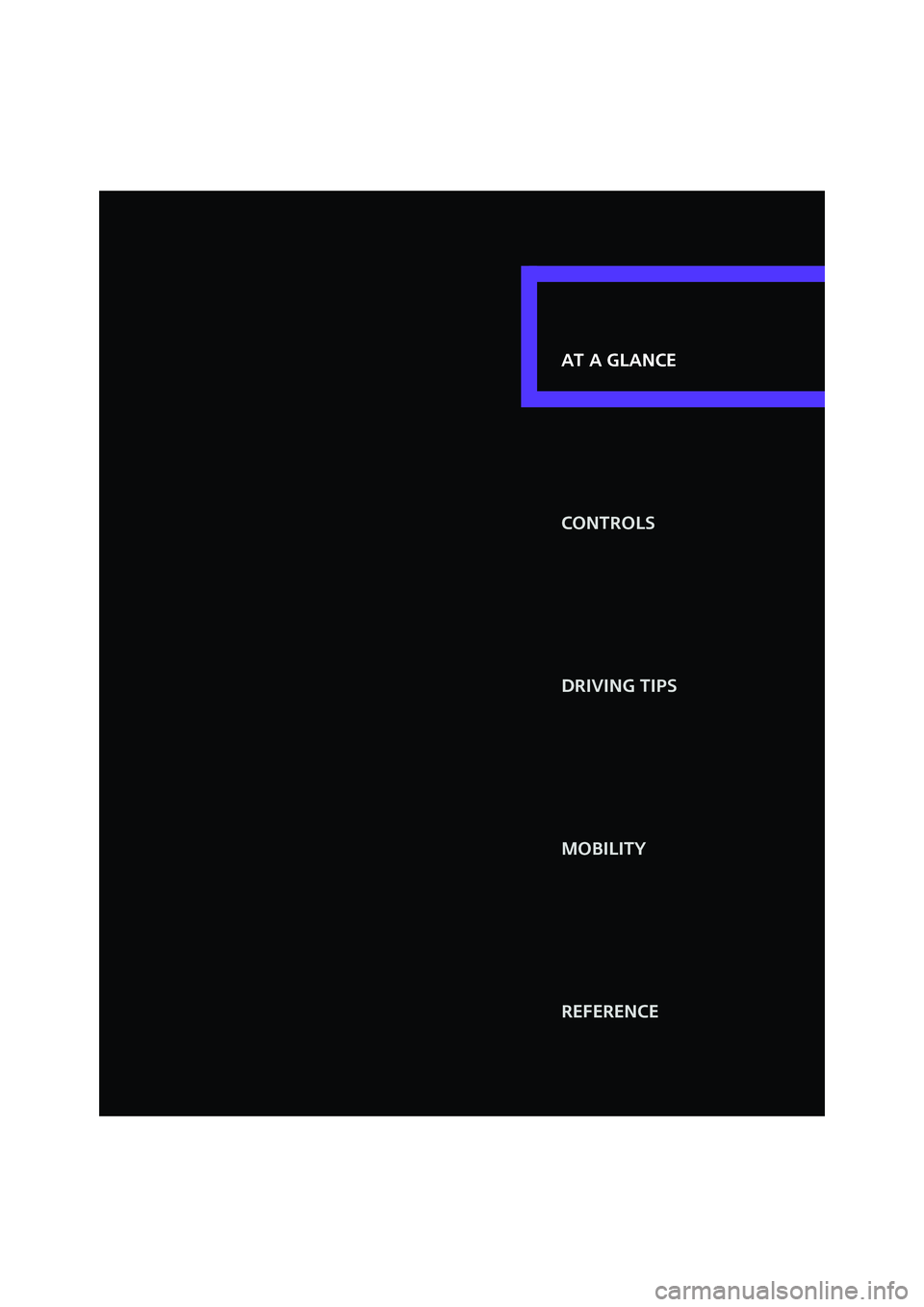 MINI COOPER 2007  Owners Manual At a glance
Controls
Driving tips
Mobility
Reference At a glance
ProCarManuals.com 