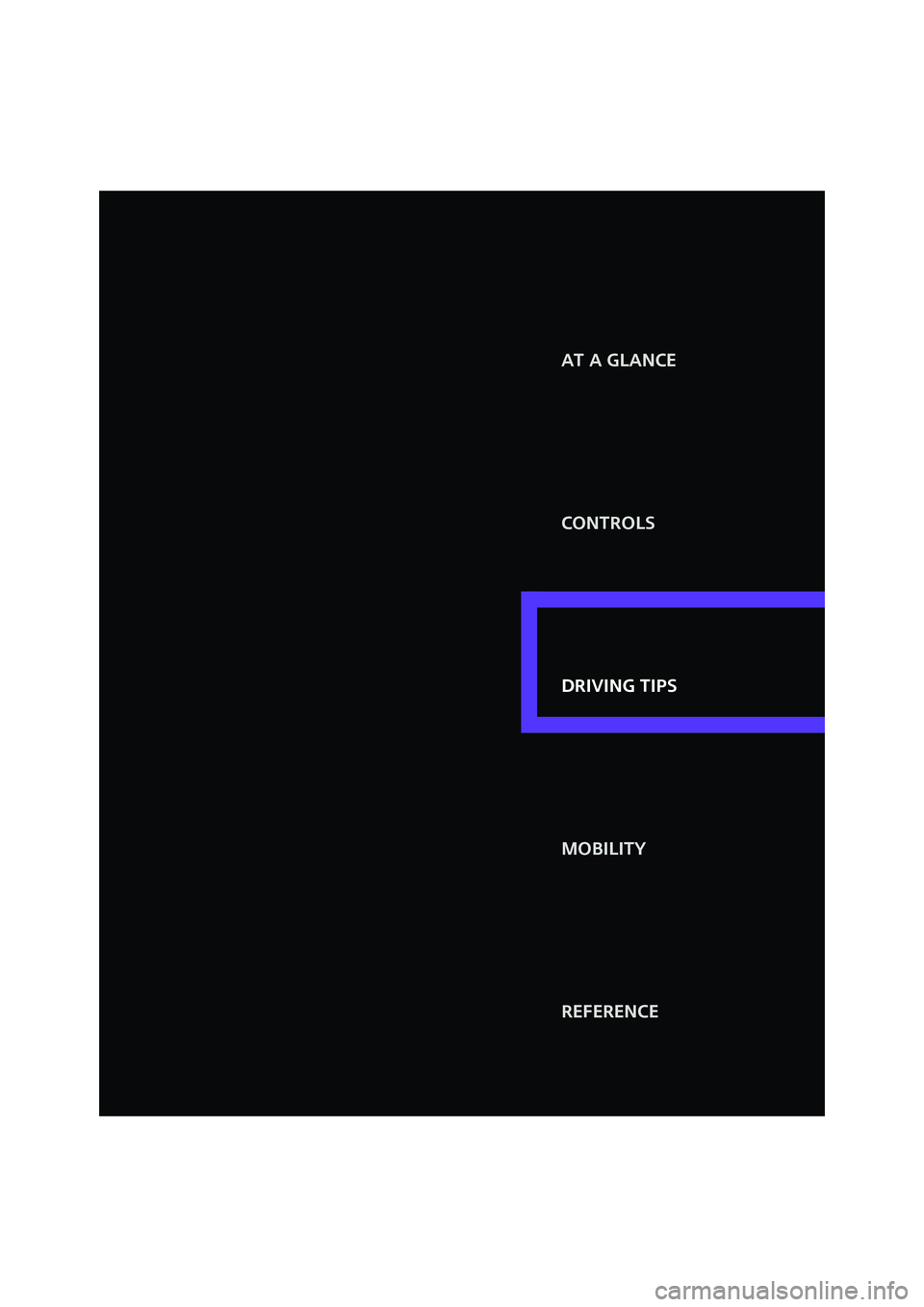 MINI COOPER 2007  Owners Manual At a glance
Controls
Driving tips
Mobility
Reference Driving tips
ProCarManuals.com 