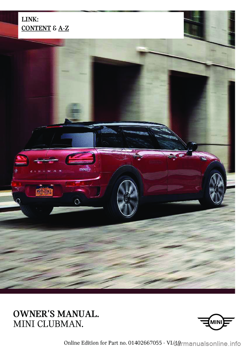 MINI CLUBMAN 2020  Owners Manual �O�W�N��`