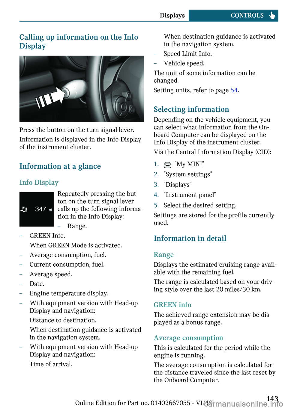 MINI CLUBMAN 2020  Owners Manual �C�