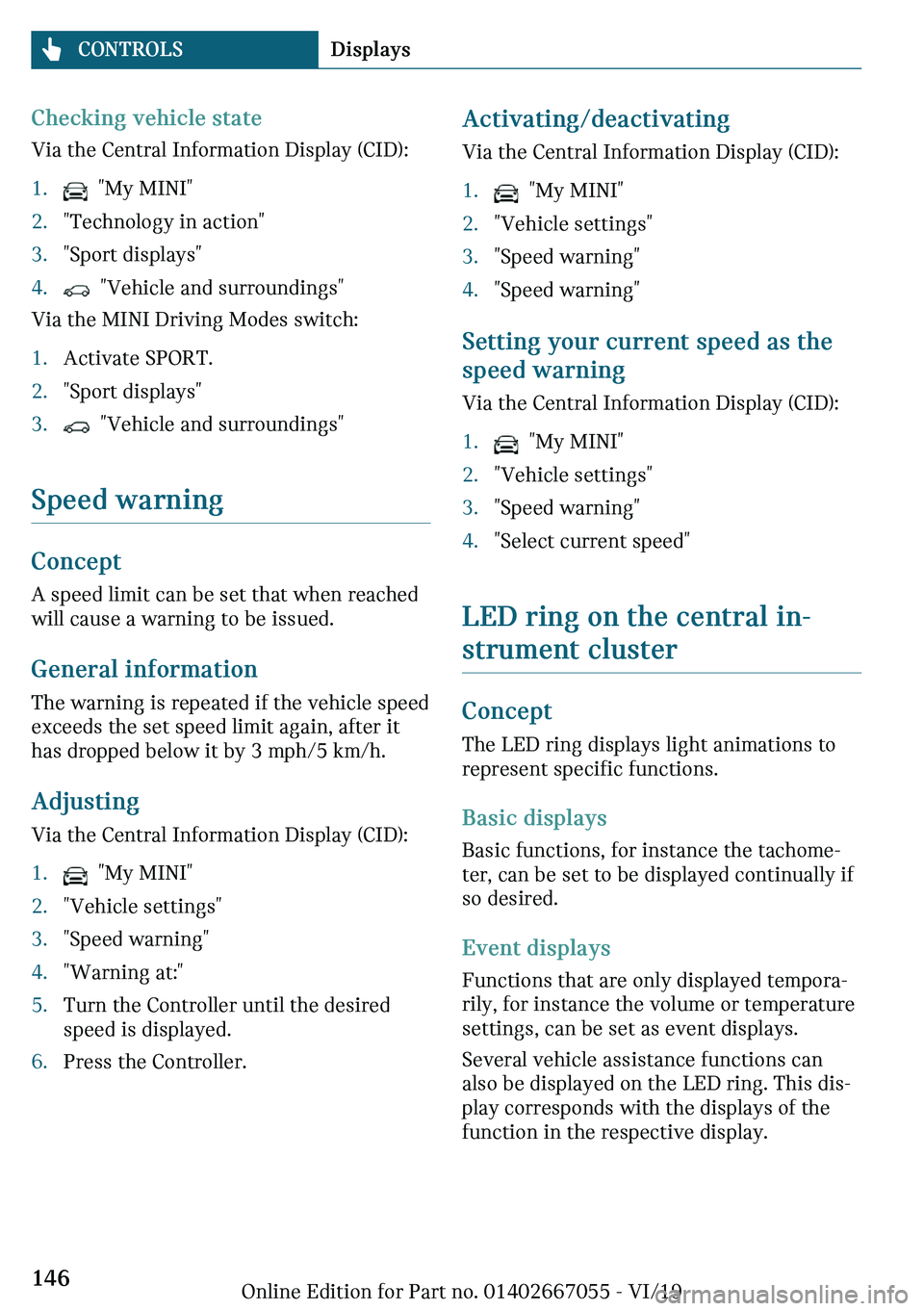 MINI CLUBMAN 2020  Owners Manual �C�