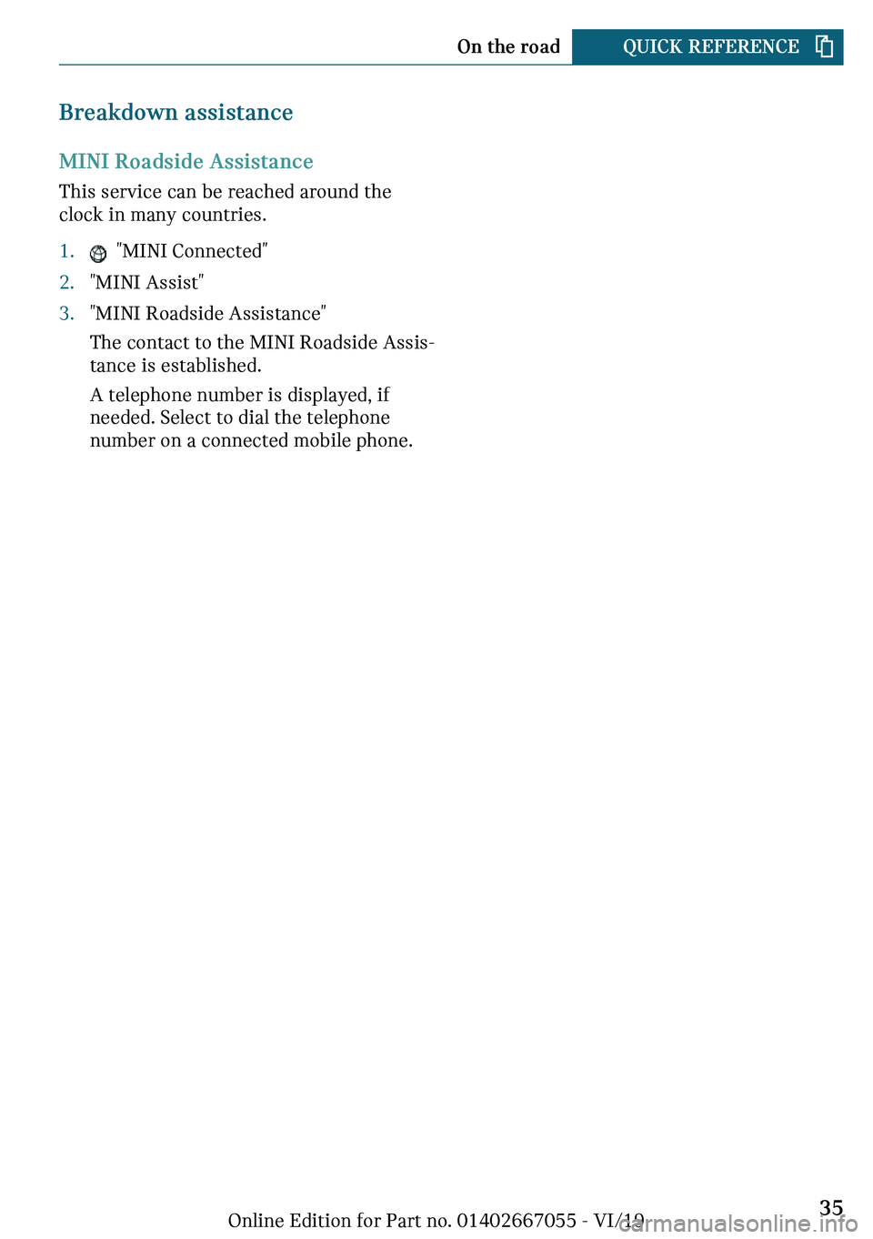 MINI CLUBMAN 2020  Owners Manual �B�r�