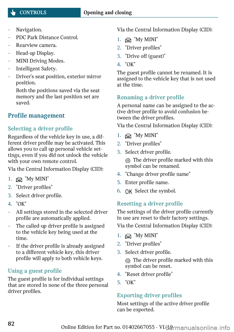 MINI CLUBMAN 2020  Owners Manual 