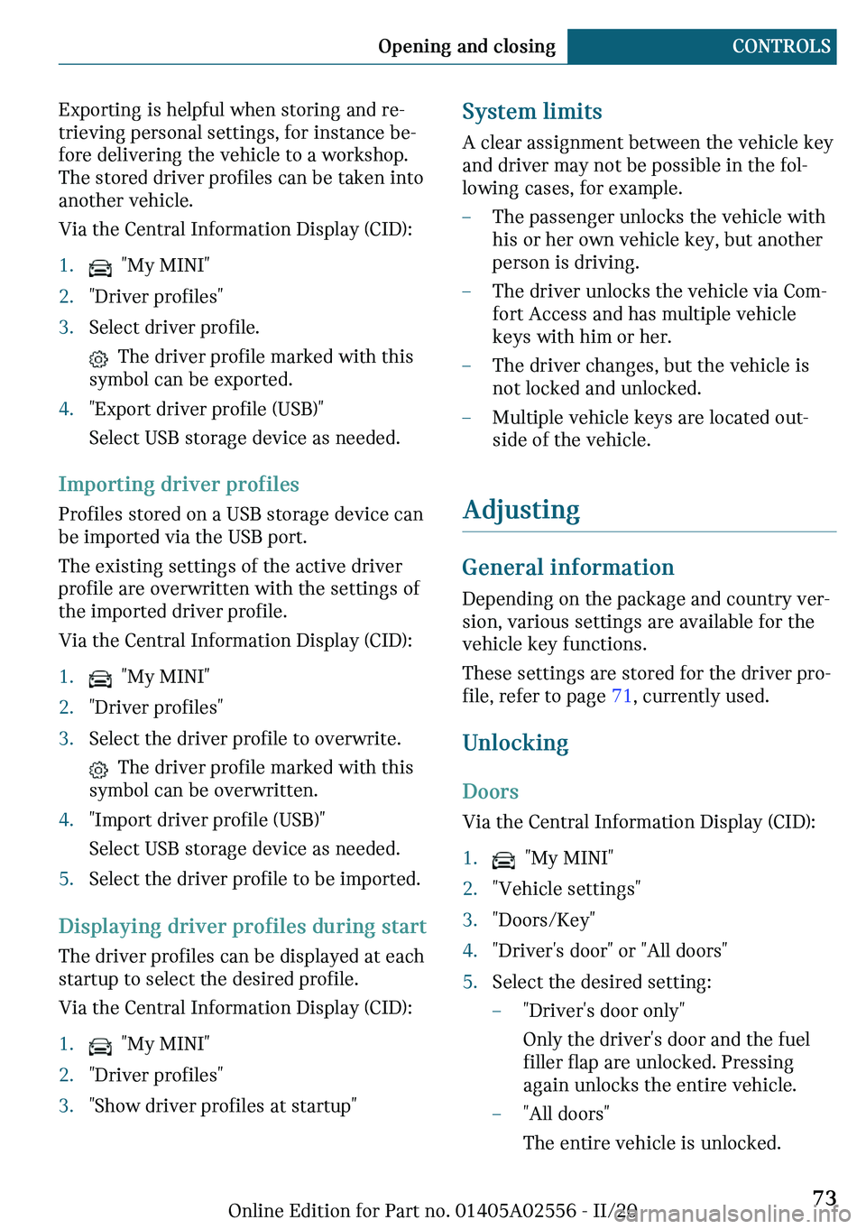 MINI CLUBMAN 2021  Owners Manual �C�