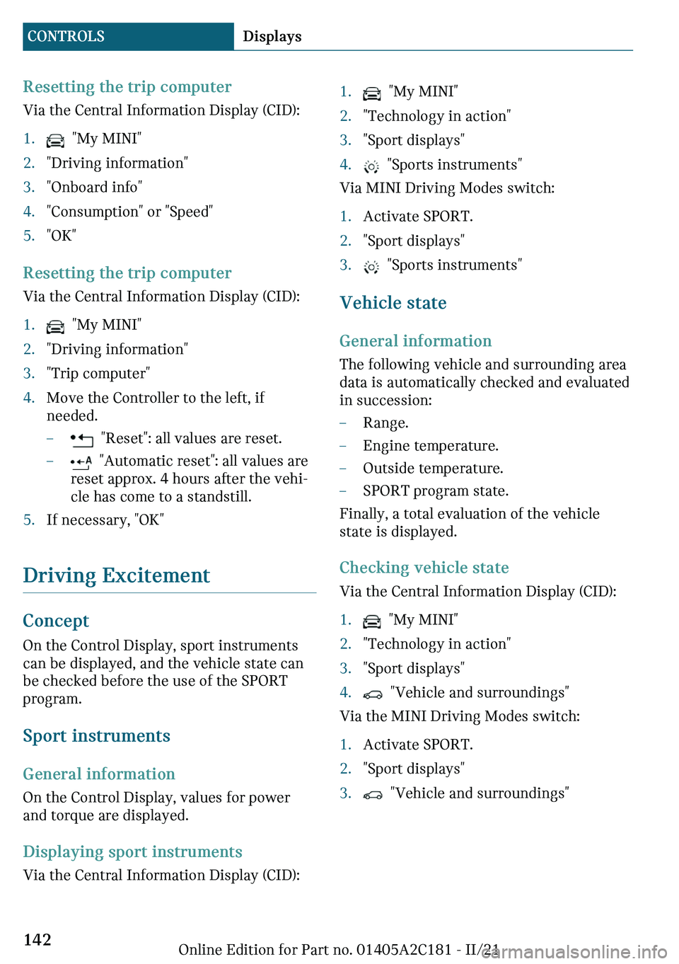 MINI CLUBMAN 2022  Owners Manual �`�