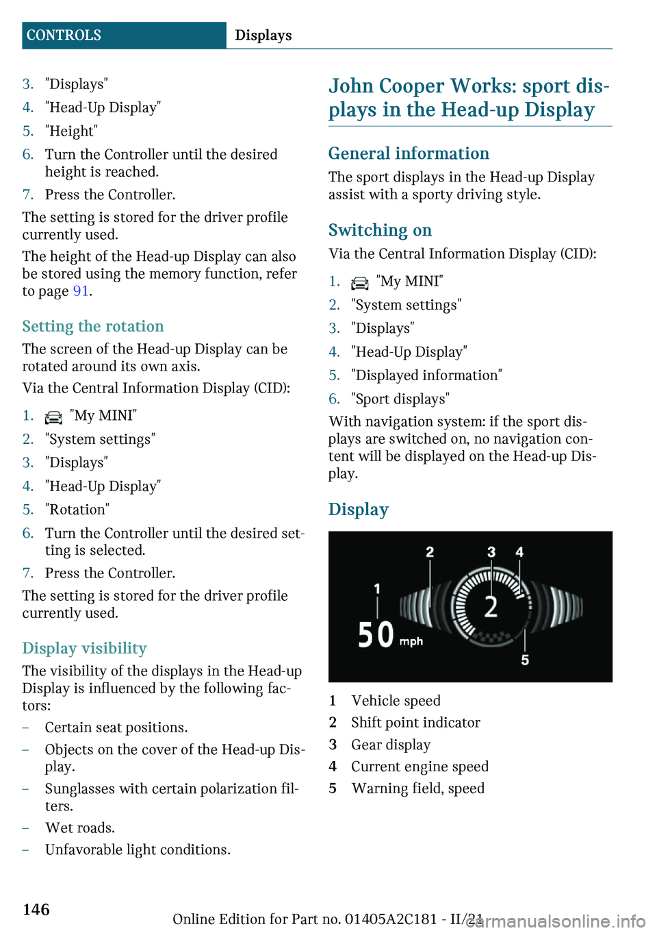 MINI CLUBMAN 2022  Owners Manual c
