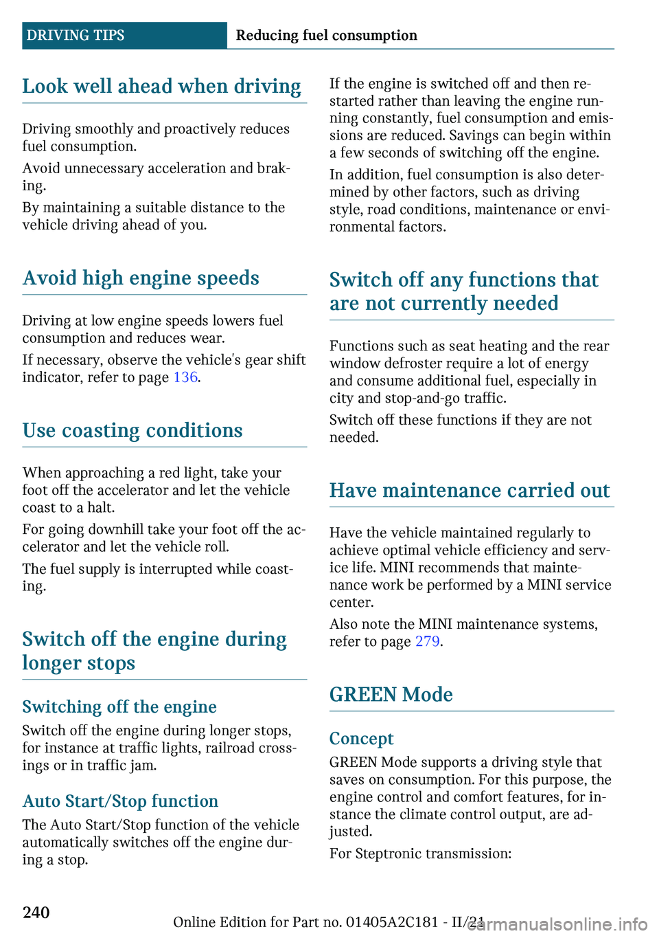MINI CLUBMAN 2022  Owners Manual �A�