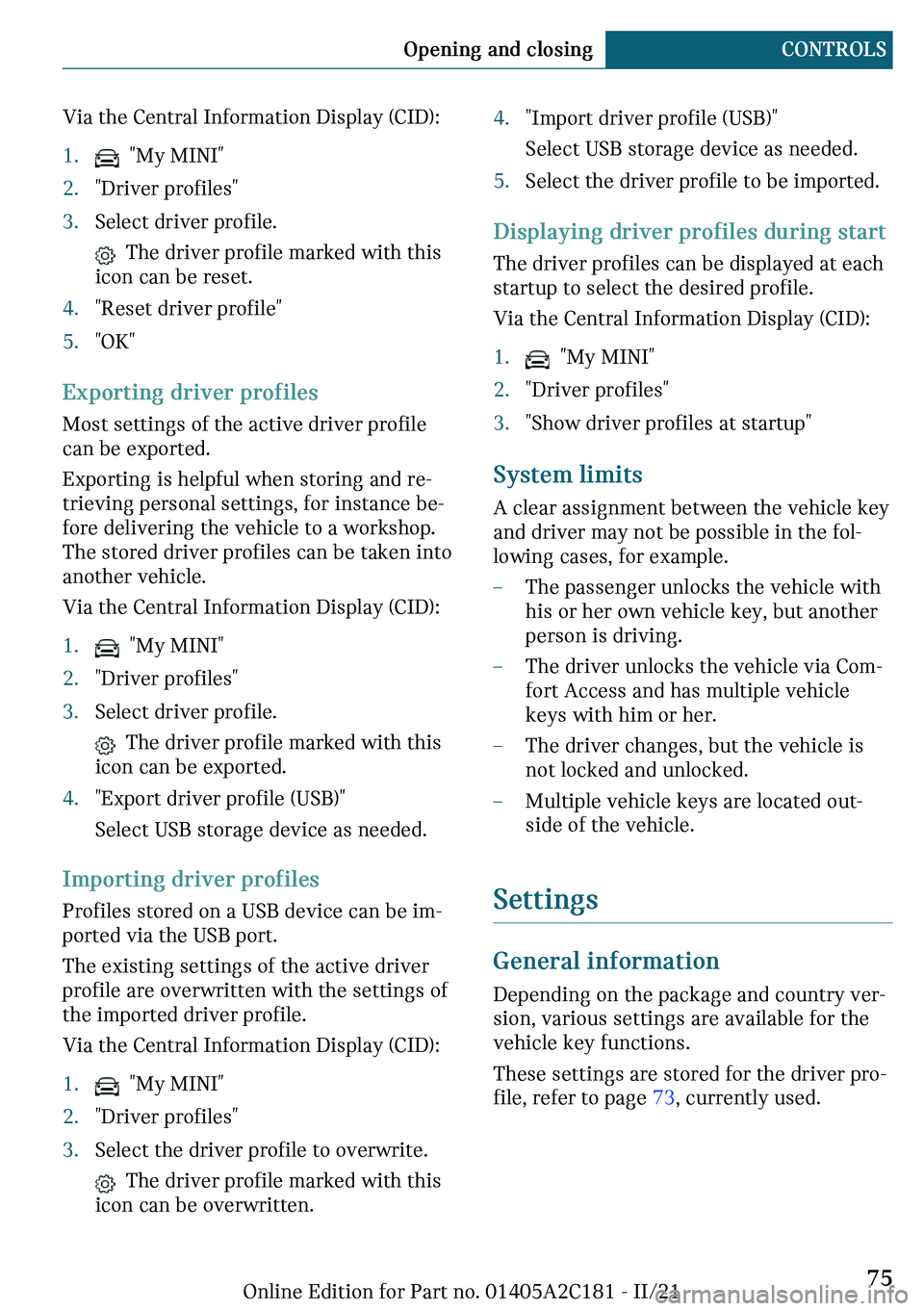 MINI CLUBMAN 2022  Owners Manual �V�