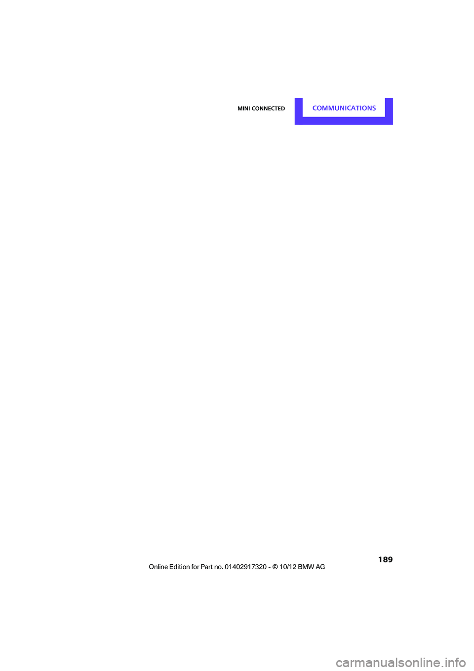 MINI COOPER 2013  Owners Manual MINI ConnectedCOMMUNICATIONS
 189

00320051004F004C00510048000300280047004C0057004C005200510003  