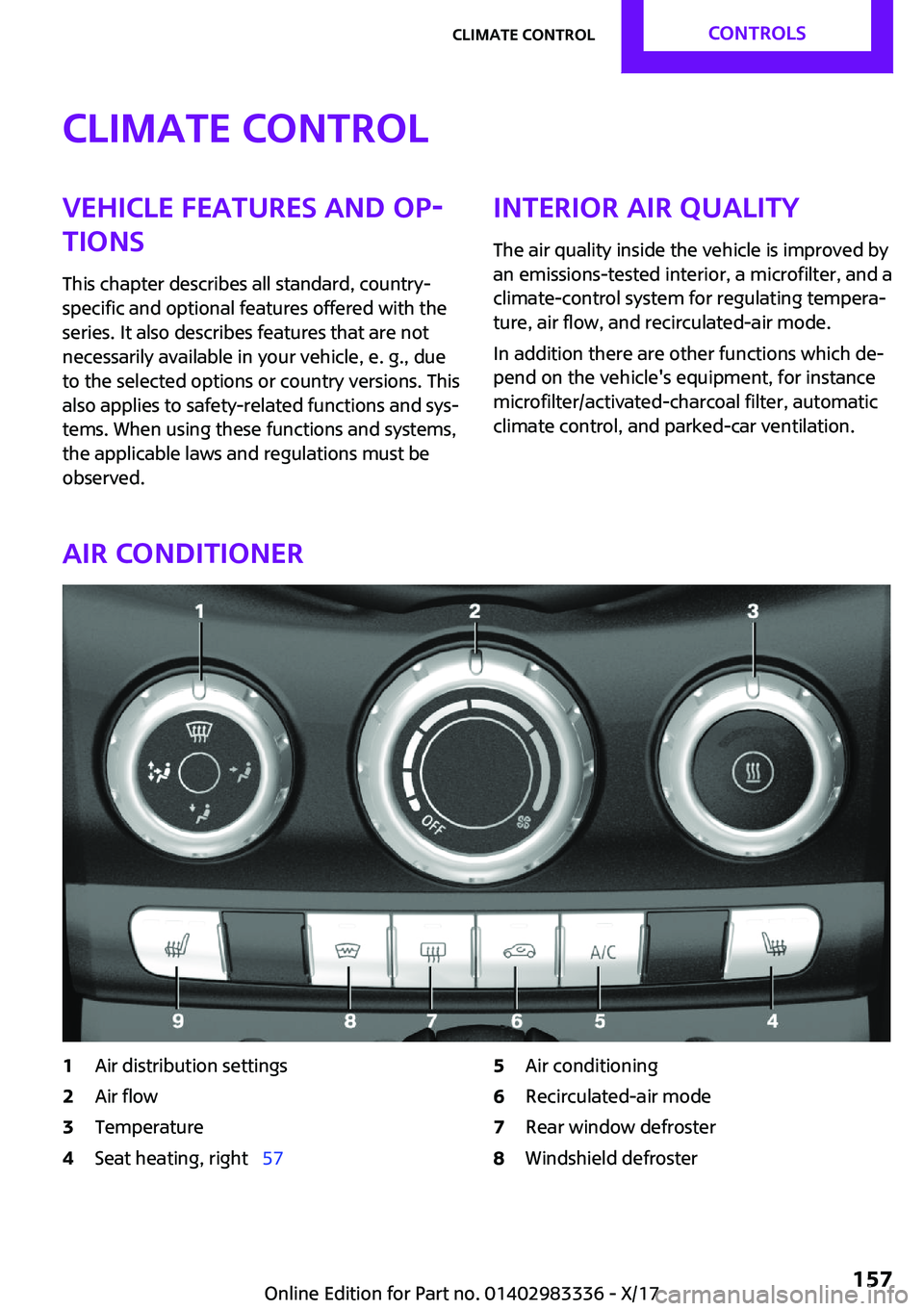 MINI COOPER 2018  Owners Manual �C�l�i�m�a�t�e��c�o�n�t�r�o�l�V�e�h�i�c�l�e��f�e�a�t�u�r�e�s��a�n�d��o�p