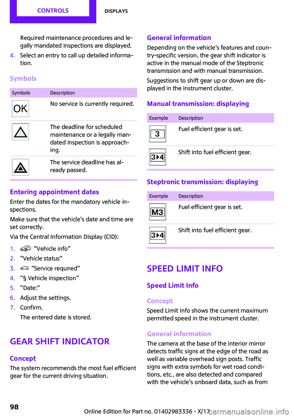 MINI COOPER 2018  Owners Manual �R�e�q�u�i�r�e�d� �m�a�i�n�t�e�n�a�n�c�e� �p�r�o�c�e�d�u�r�e�s� �a�n�d� �l�e~�g�a�l�l�y� �m�a�n�d�a�t�e�d� �i�n�s�p�e�c�t�i�o�n�s� �a�r�e� �d�i�s�p�l�a�y�e�d�.�4�.�S�e�l�e�c�t� �a�n� �e�n�t�r�y� �t�o