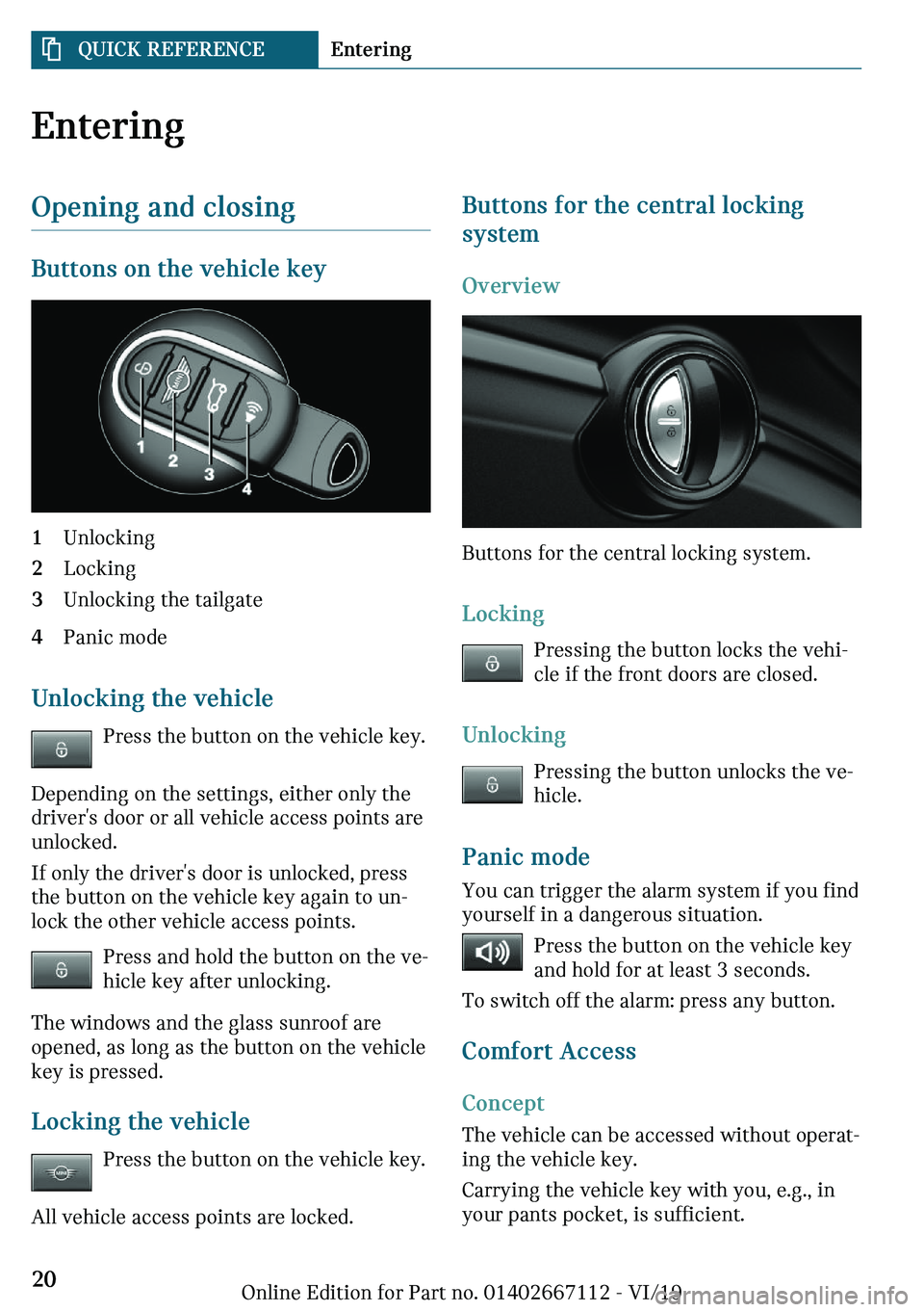 MINI COOPER 2020  Owners Manual ��n�