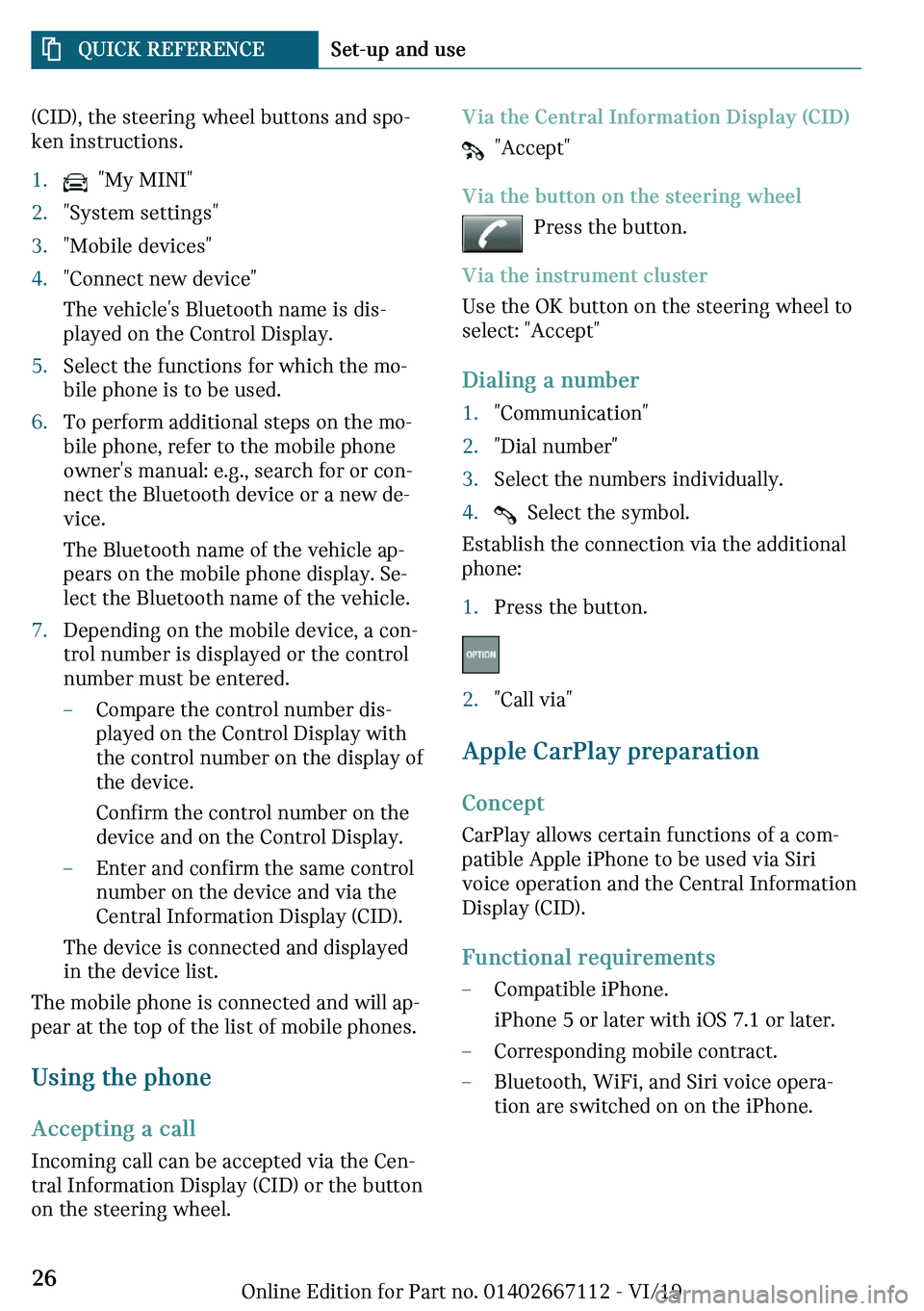 MINI COOPER 2020  Owners Manual 