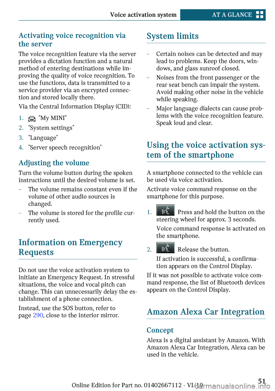 MINI COOPER 2020  Owners Manual ��c�