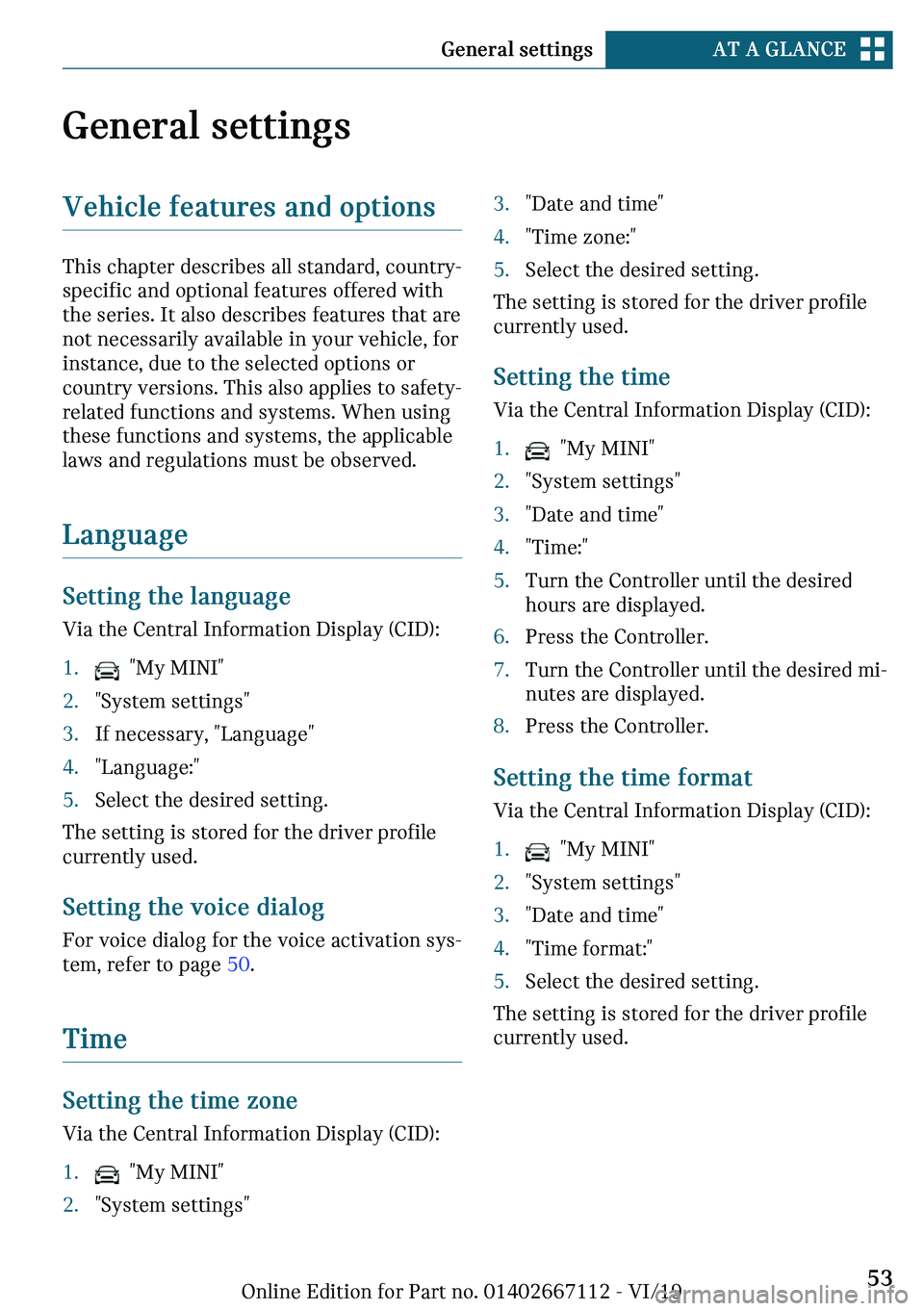 MINI COOPER 2020  Owners Manual �G�