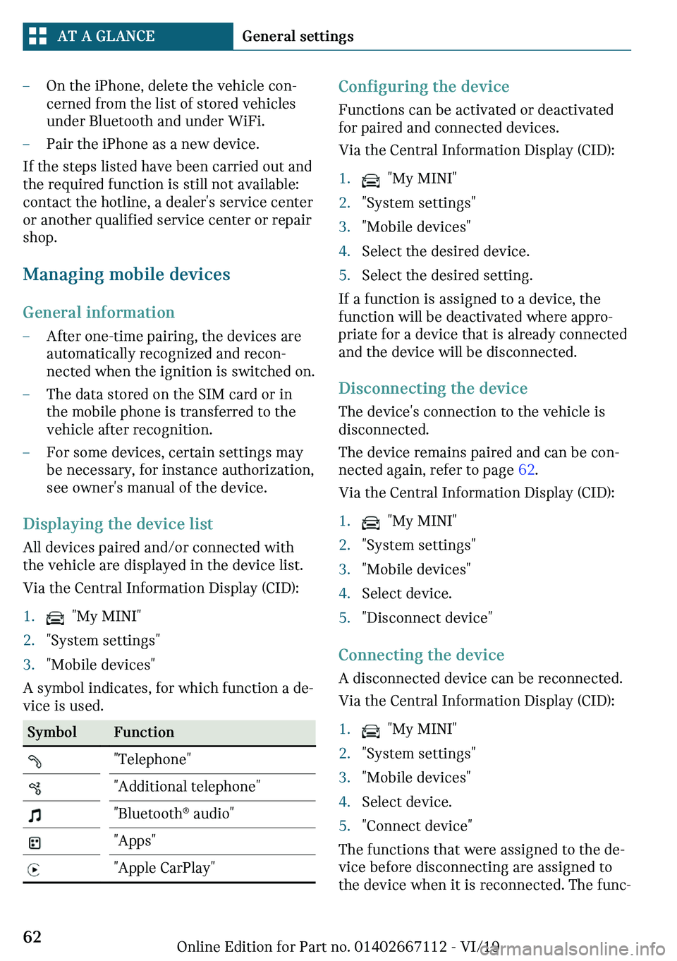 MINI COOPER 2020  Owners Manual 