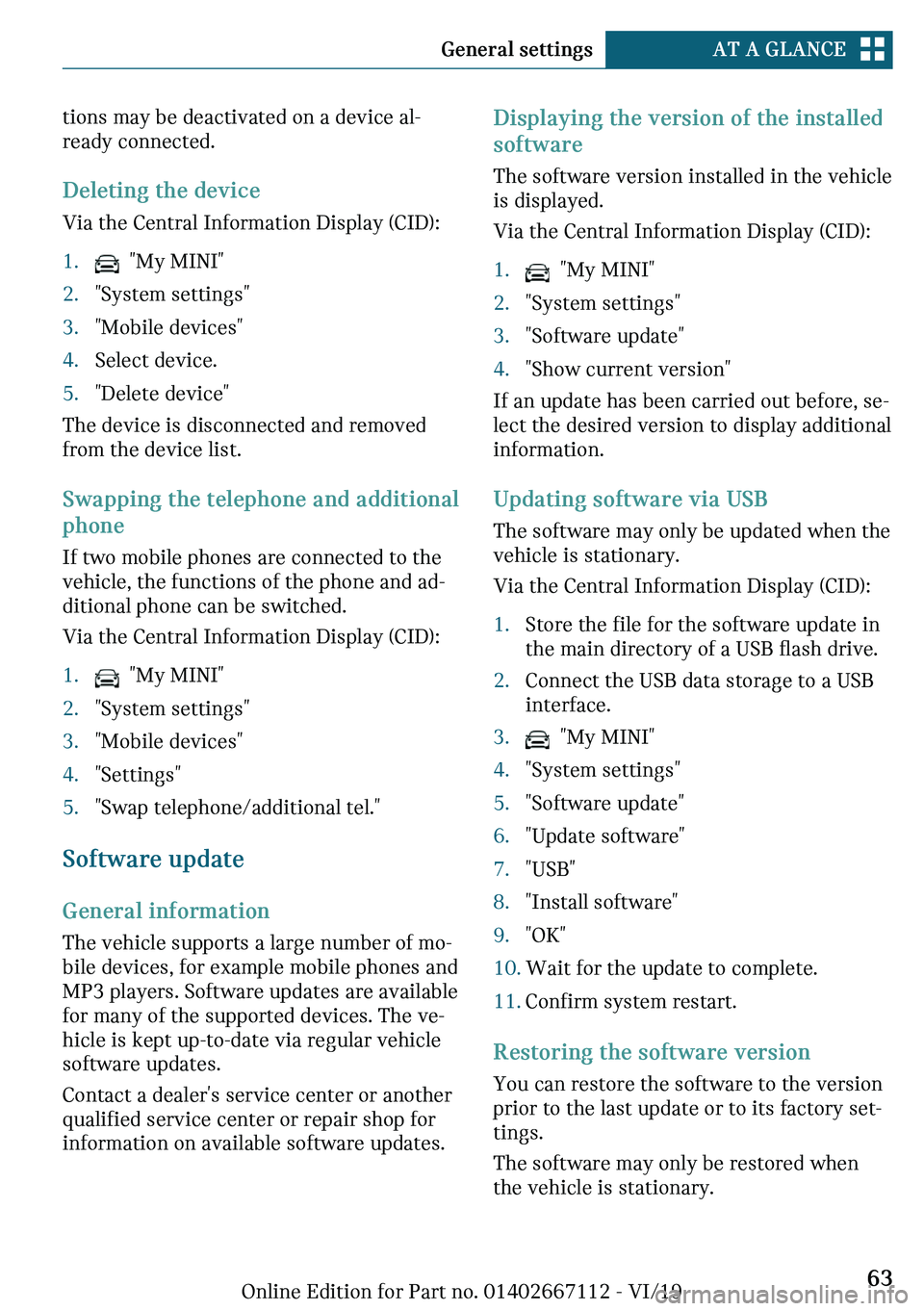 MINI COOPER 2020  Owners Manual �