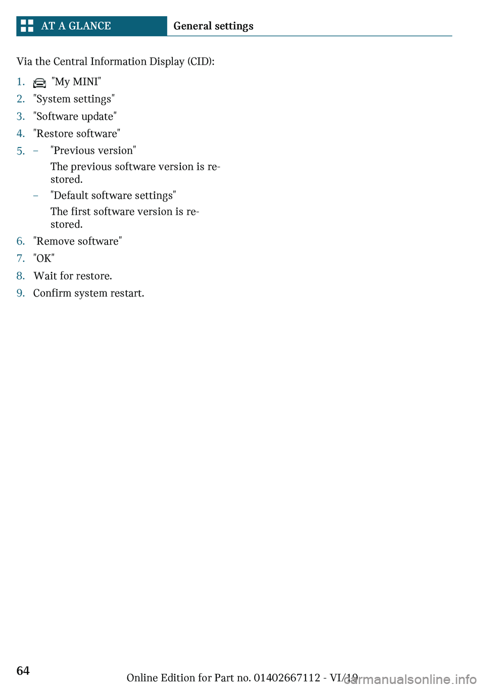 MINI COOPER 2020  Owners Manual �V�