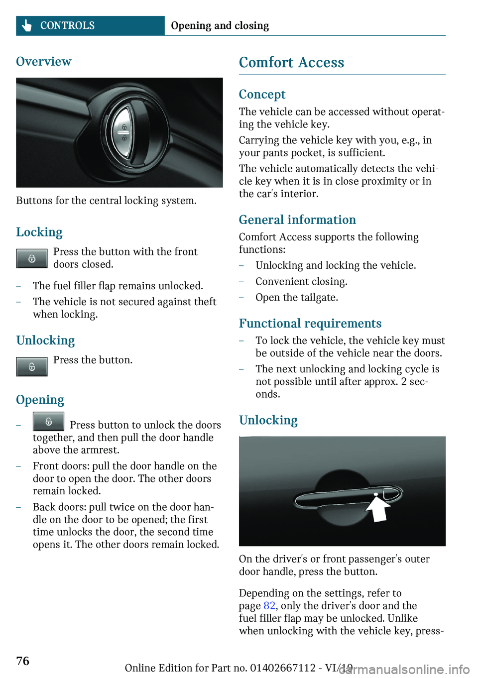 MINI COOPER 2020  Owners Manual �O	�
