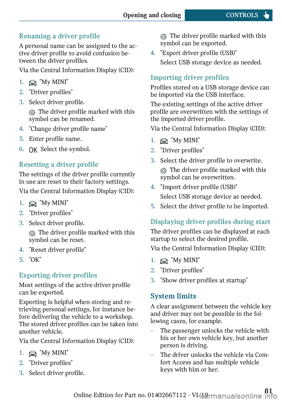MINI COOPER 2020  Owners Manual �`�