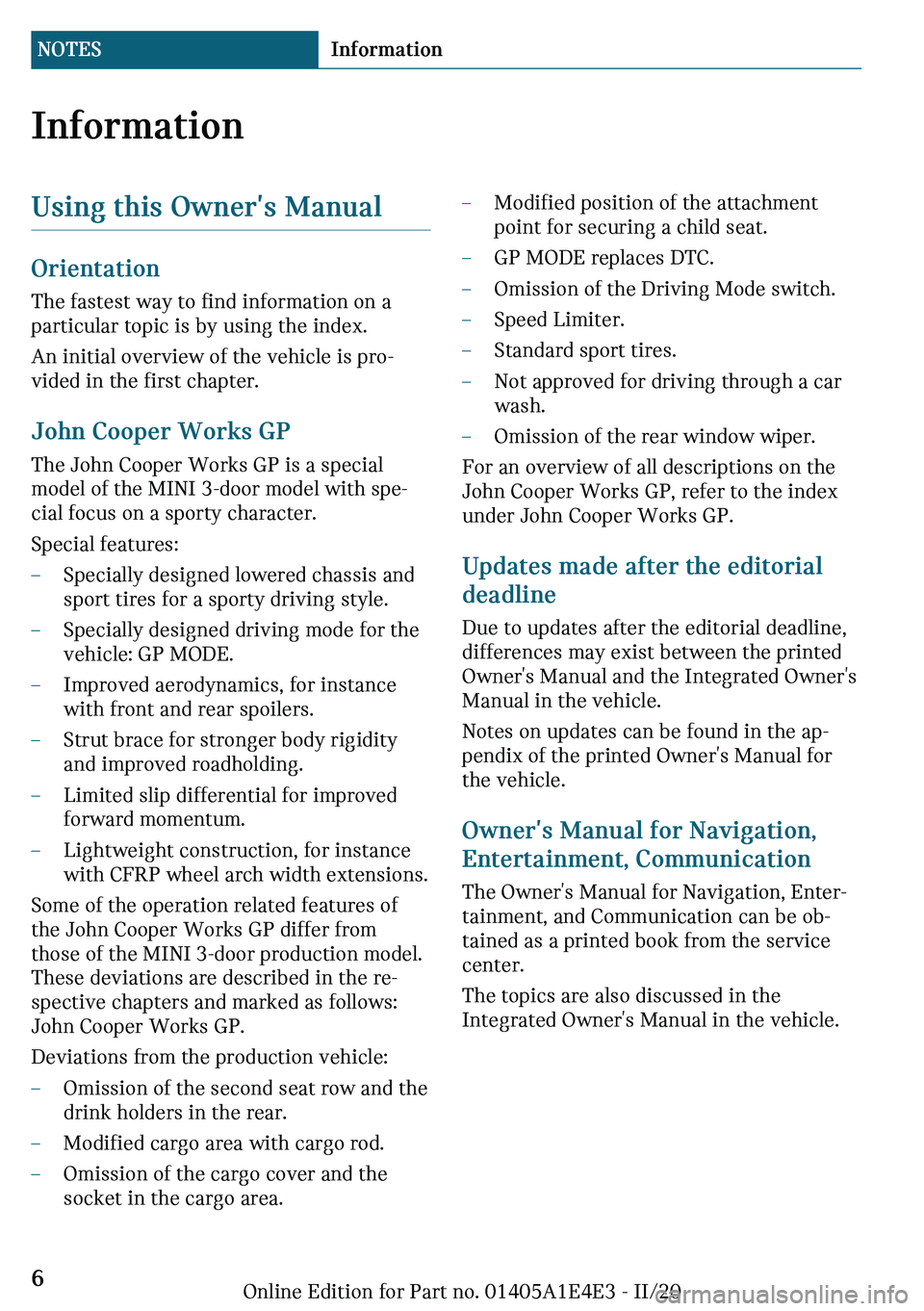 MINI COOPER 2021  Owners Manual �-�n�f�