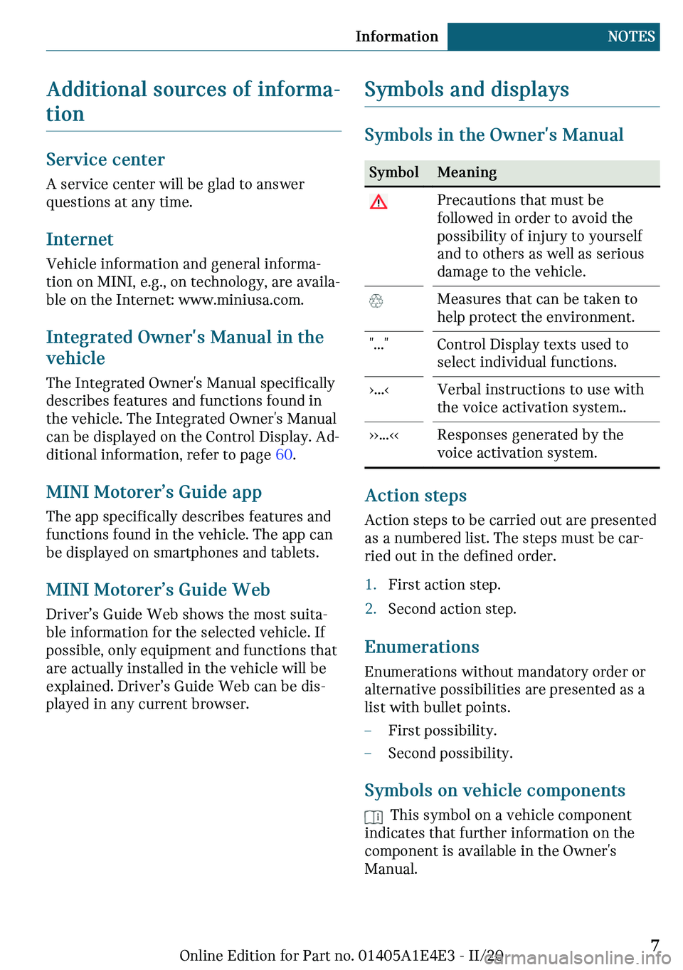 MINI COOPER 2021  Owners Manual ��