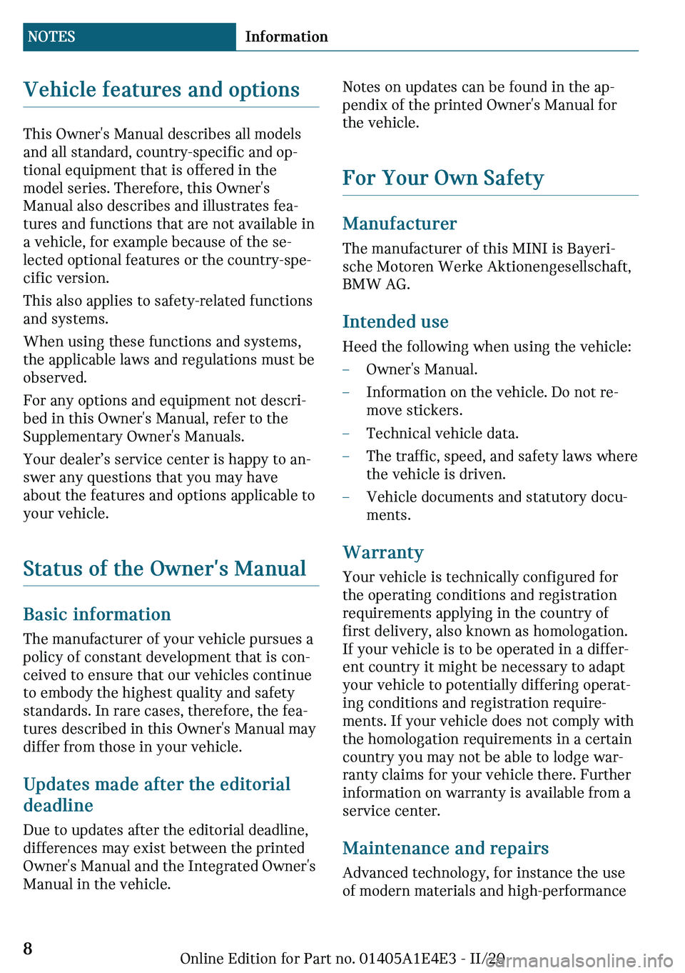 MINI COOPER 2021  Owners Manual �V�