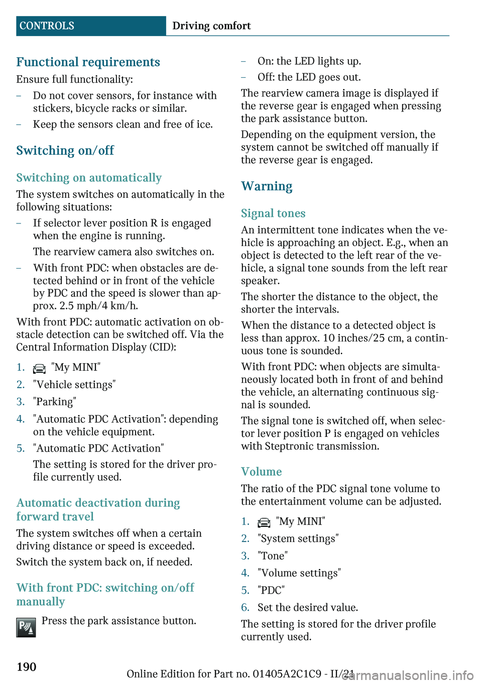 MINI COOPER 2022  Owners Manual �F�