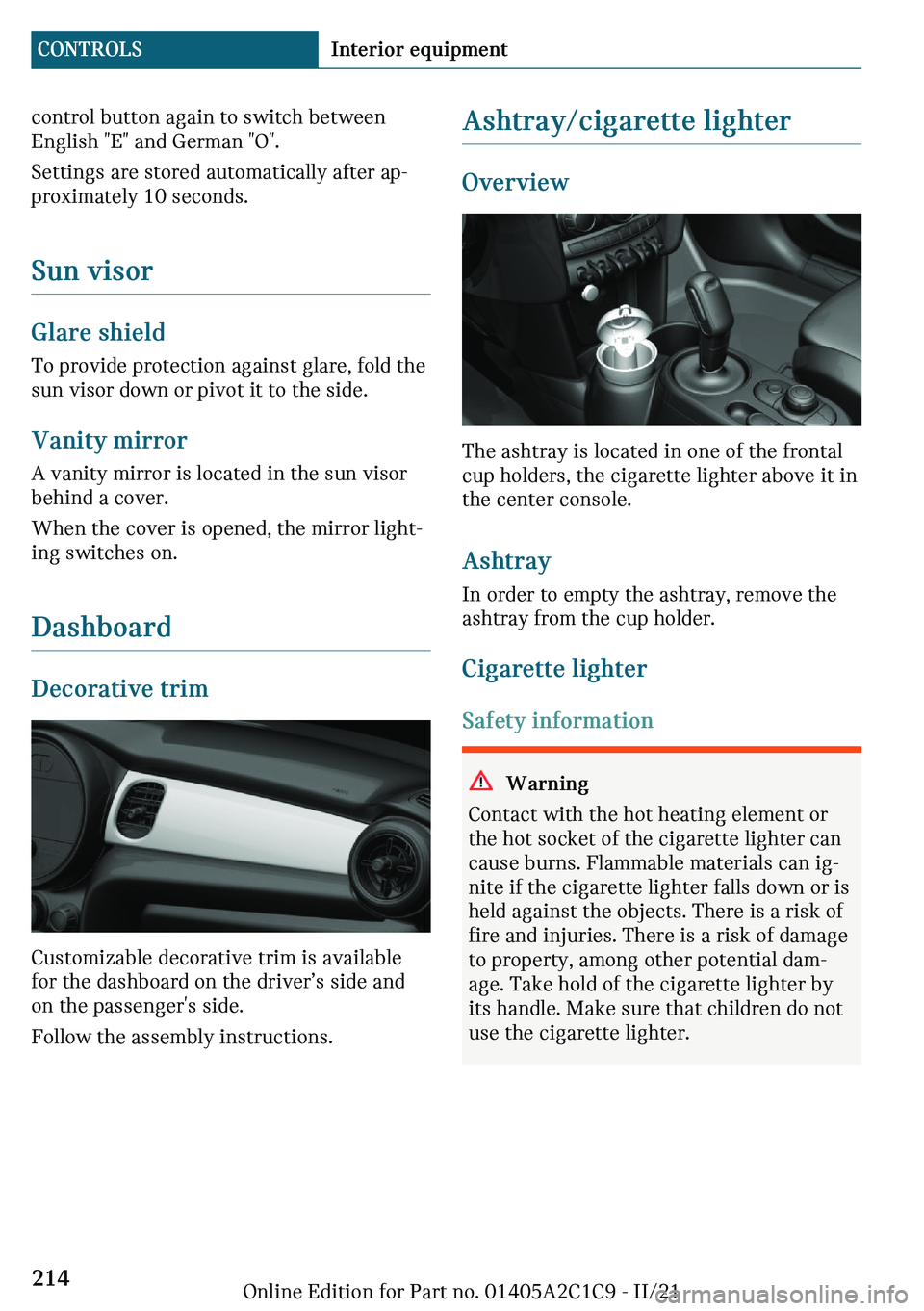 MINI COOPER 2022  Owners Manual �c�
