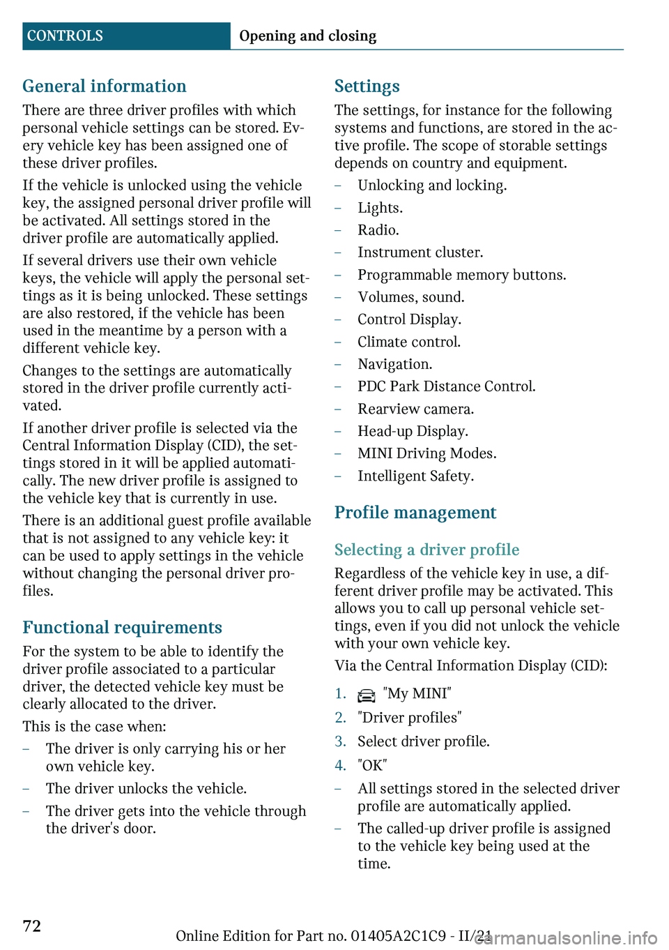 MINI COOPER 2022  Owners Manual �G�