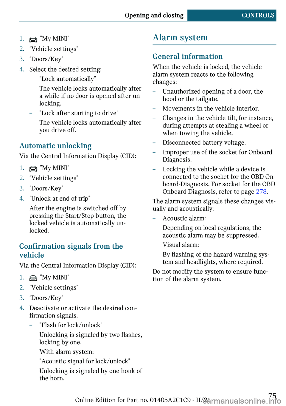 MINI COOPER 2022  Owners Manual c��