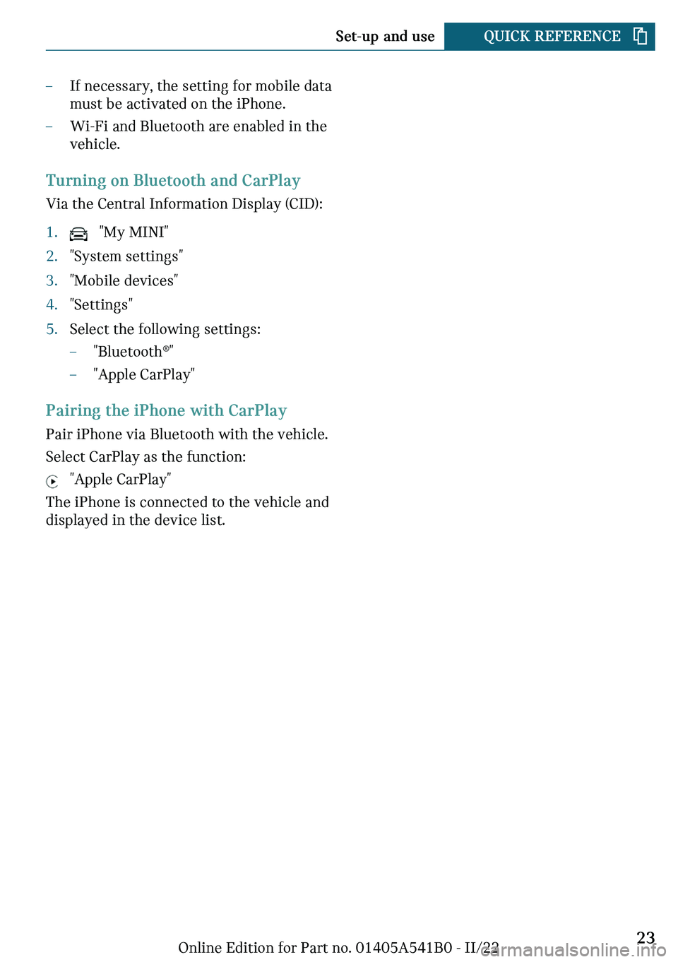 MINI COOPER 2023  Owners Manual 