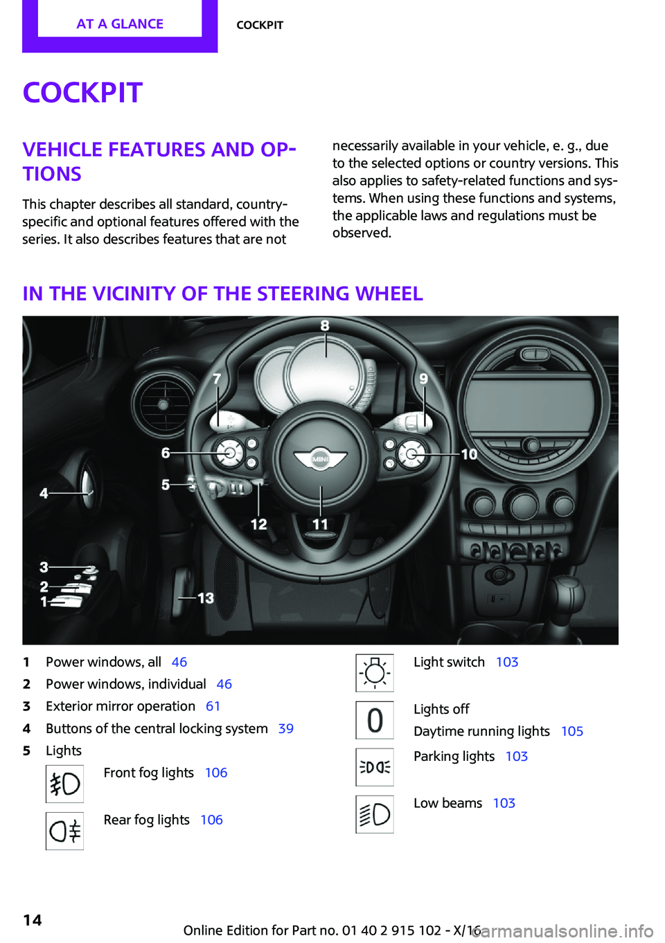 MINI COOPER CONVERTIBLE 2017  Owners Manual �C�o�c�k�p�i�t�V�e�h�i�c�l�e��f�e�a�t�u�r�e�s��a�n�d��o�p