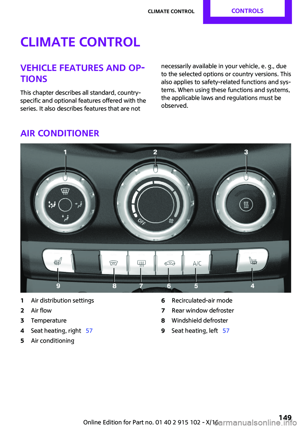 MINI COOPER CONVERTIBLE 2017  Owners Manual �C�l�i�m�a�t�e��c�o�n�t�r�o�l�V�e�h�i�c�l�e��f�e�a�t�u�r�e�s��a�n�d��o�p