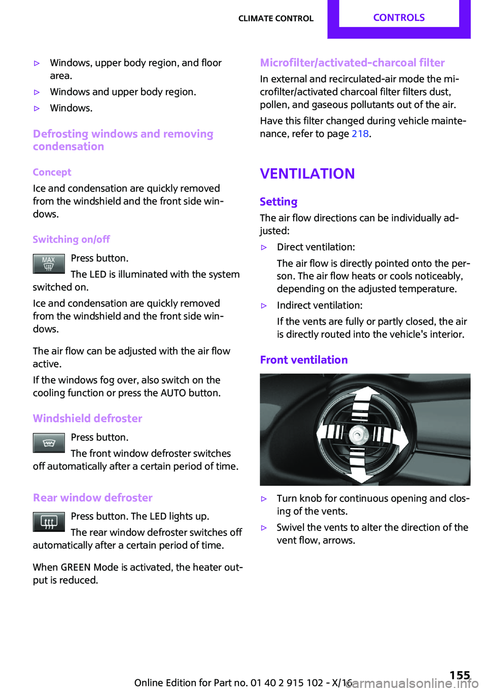 MINI COOPER CONVERTIBLE 2017  Owners Manual '