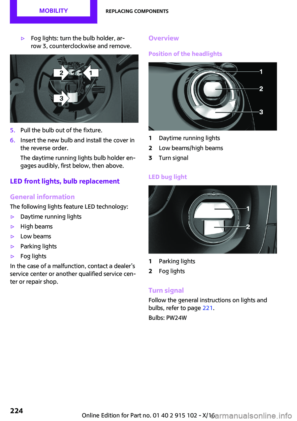 MINI COOPER CONVERTIBLE 2017  Owners Manual '