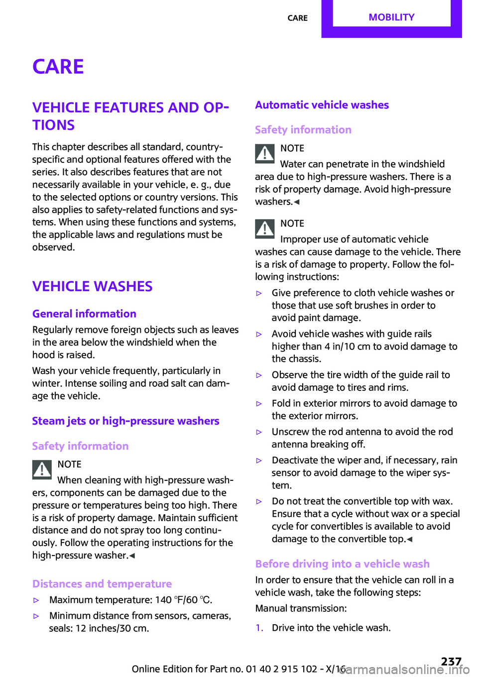 MINI COOPER CONVERTIBLE 2017  Owners Manual �C�a�r�e�V�e�h�i�c�l�e��f�e�a�t�u�r�e�s��a�n�d��o�p