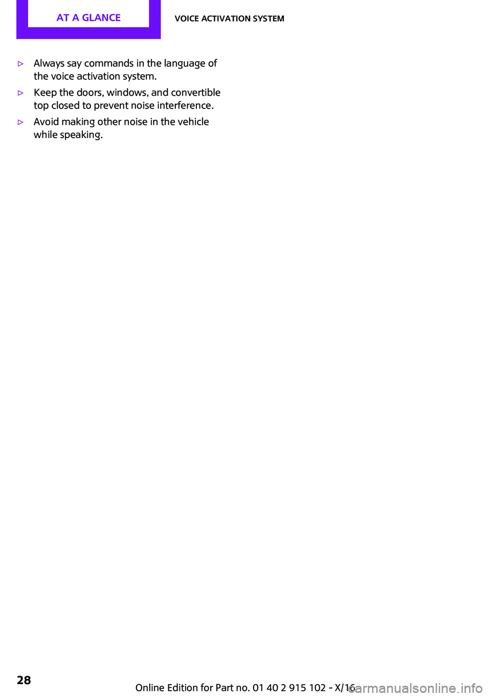 MINI COOPER CONVERTIBLE 2017  Owners Manual '