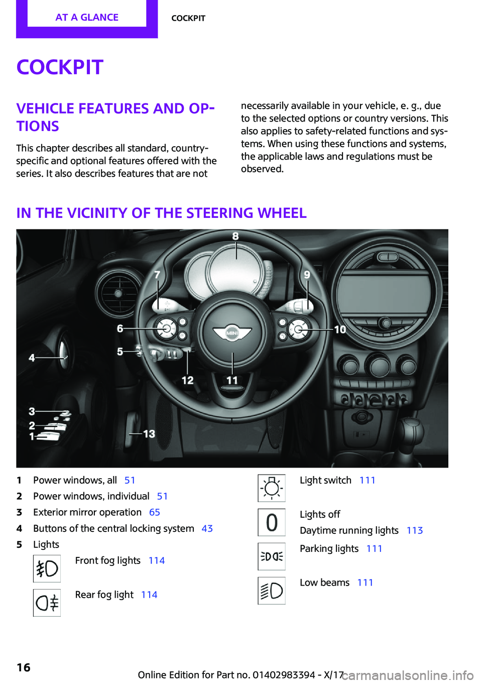 MINI COOPER CONVERTIBLE 2018  Owners Manual �C�o�c�k�p�i�t�V�e�h�i�c�l�e��f�e�a�t�u�r�e�s��a�n�d��o�p