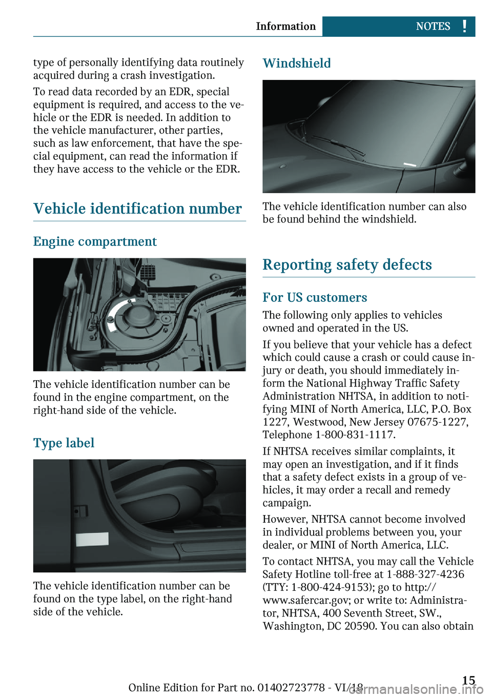 MINI COOPER CONVERTIBLE 2019  Owners Manual �