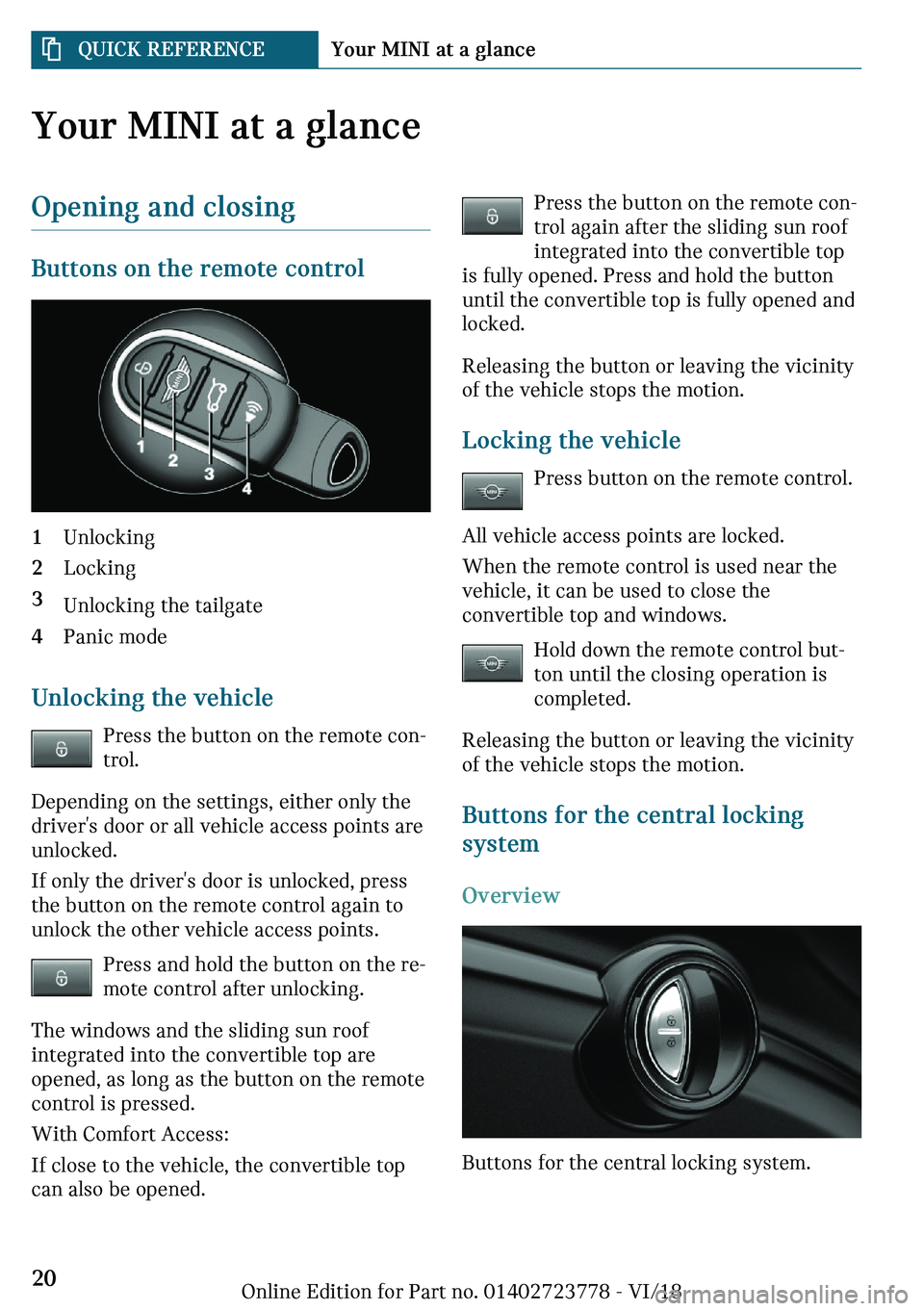 MINI COOPER CONVERTIBLE 2019  Owners Manual �