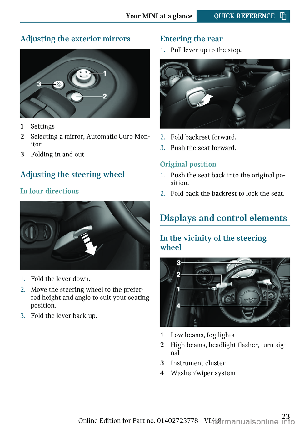 MINI COOPER CONVERTIBLE 2019  Owners Manual ��