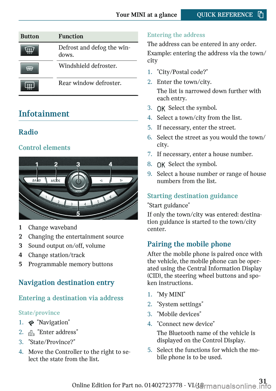 MINI COOPER CONVERTIBLE 2019  Owners Manual �B�