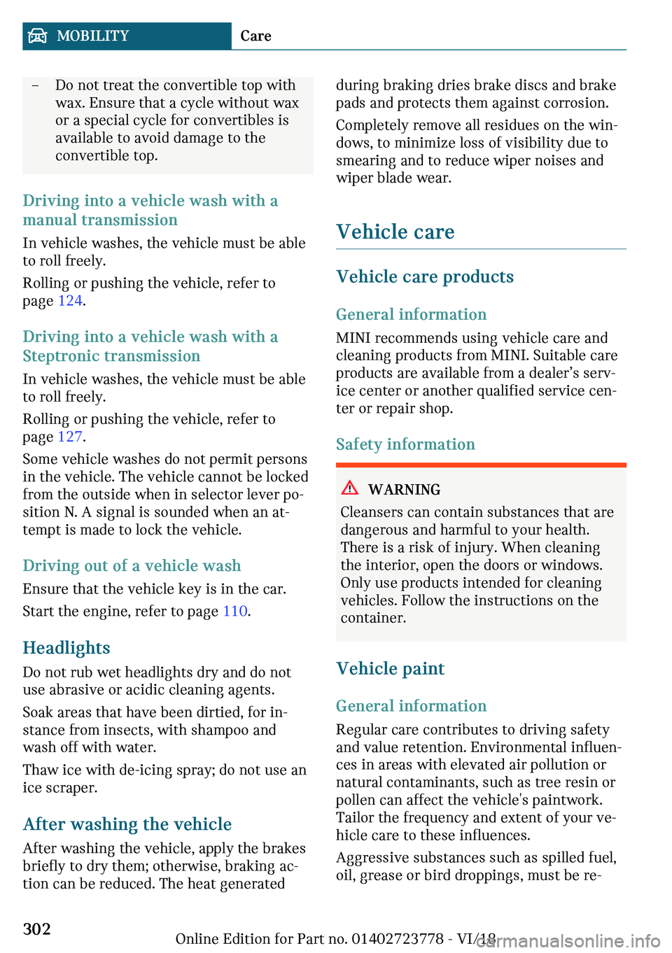 MINI COOPER CONVERTIBLE 2019  Owners Manual 
