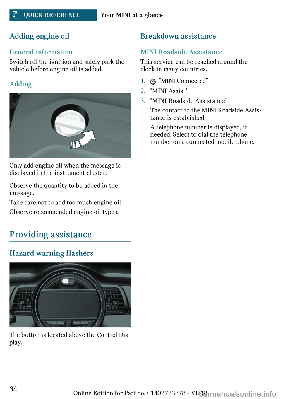 MINI COOPER CONVERTIBLE 2019  Owners Manual ��