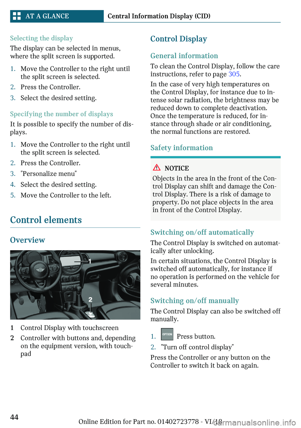 MINI COOPER CONVERTIBLE 2019  Owners Manual �d�